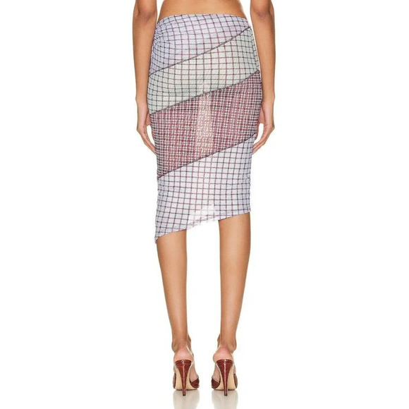 MIAOU Sienna Skirt in Bristol Plaid Small New Womens Sheer Midi Mesh - Picture 2 of 16